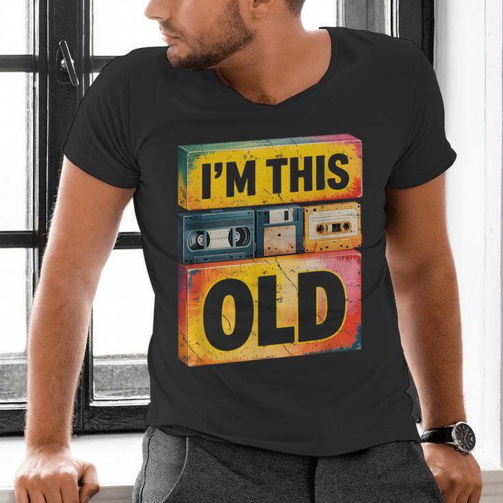 Im This Old Retro 80s 90s VHS Cassette Floppy Disk Nostalgia Men's V-Neck T-Shirt Im This Old Retro 80s 90s VHS Cassette Floppy Disk Nostalgia Men's V-Neck T-Shirt