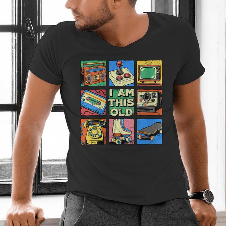 I Am This Old Retro Vintage Nostalgia 80s 90s Cassette Tape Men's V-Neck T-Shirt I Am This Old Retro Vintage Nostalgia 80s 90s Cassette Tape Men's V-Neck T-Shirt