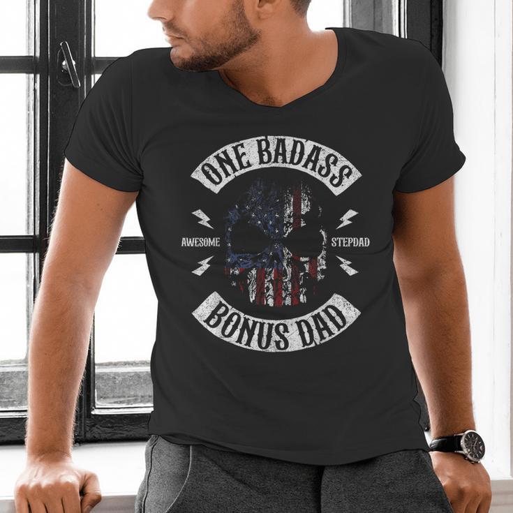 One Badass Bonus Stepdad Birthday Step Dad Men's V-Neck T-Shirt One Badass Bonus Stepdad Birthday Step Dad Men's V-Neck T-Shirt