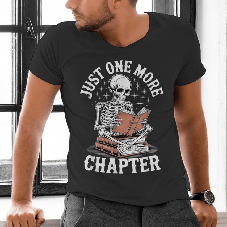 One More Chapter Skeleton Reading Books Lovers Readers Men's V-Neck T-Shirt One More Chapter Skeleton Reading Books Lovers Readers Men's V-Neck T-Shirt