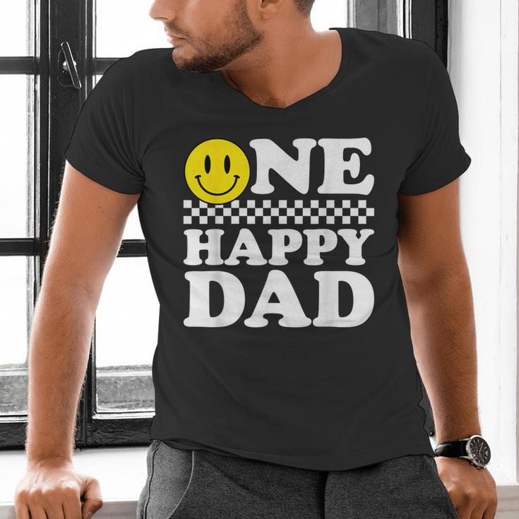 One Happy Dude Dad 1st Birthday Family Matching Men's V-Neck T-Shirt