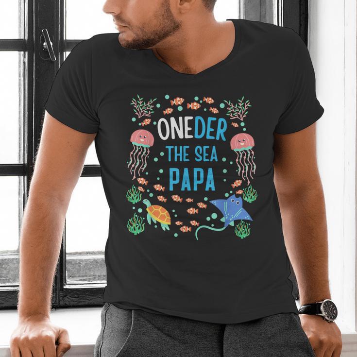 OneDer The Sea Papa 1st Birthday Dad Matching Men's V-Neck T-Shirt