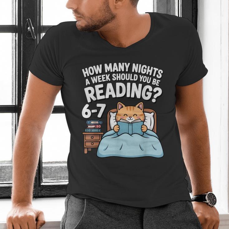 Orange Cat Reading Book 67 Six Seven Meme Men's V-Neck T-Shirt Orange Cat Reading Book 67 Six Seven Meme Men's V-Neck T-Shirt