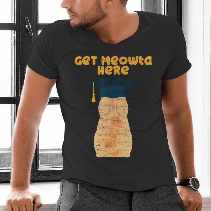 Orange Tabby Cat Graduation Distressed Shirt For Grads For Men Women Girls Kids Men's V-Neck T-Shirt