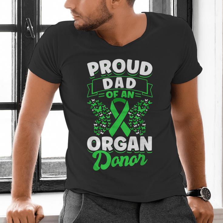 Organ Donation Green Ribbon Proud Dad Of An Organ Donor Men's V-Neck T-Shirt