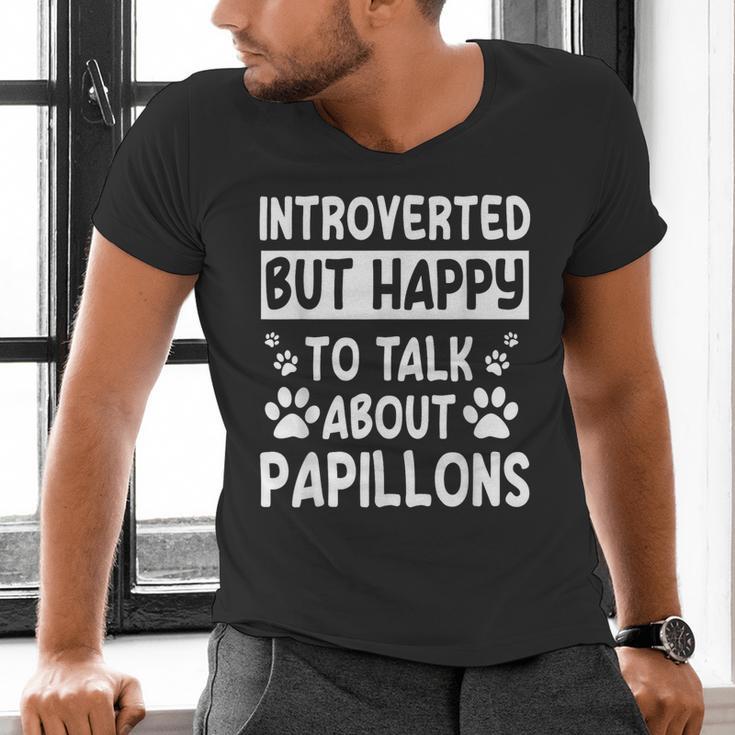 Papillon Dog Owner Introverted Spaniel Breed Fur Parent Men's V-Neck T-Shirt
