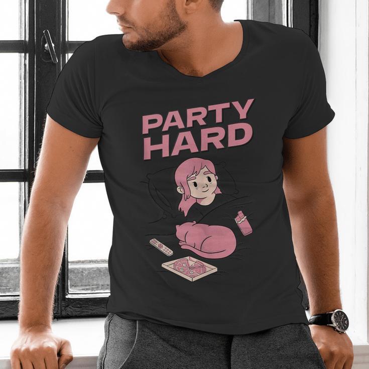 Party Hard Comfortable Stay At Home Introvert Men's V-Neck T-Shirt