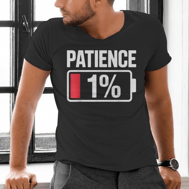 Patience 1 Battery Low Mood Tired Introvert Humor Men's V-Neck T-Shirt Patience 1 Battery Low Mood Tired Introvert Humor Men's V-Neck T-Shirt
