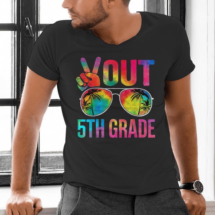 Peace Out 5th Grade Tie Dye Graduation Last Day Of School Men's V-Neck T-Shirt