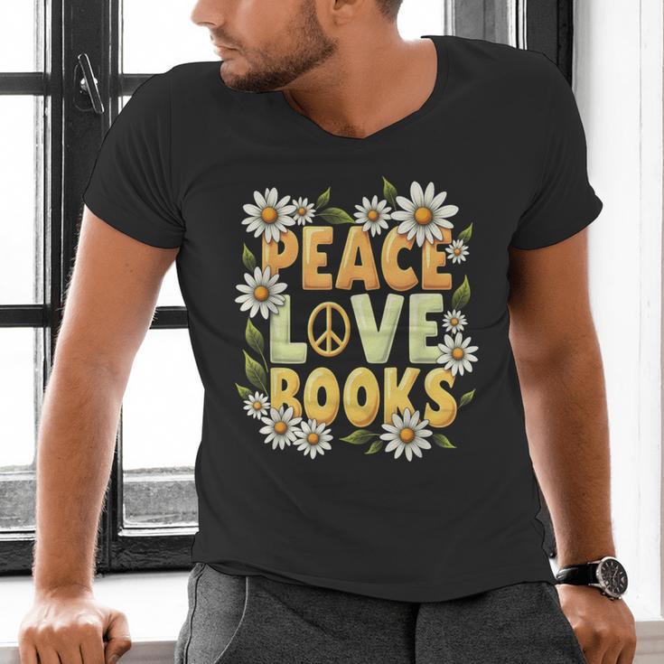 Peace Love Books Librarian Teacher Life Book Library Men's V-Neck T-Shirt