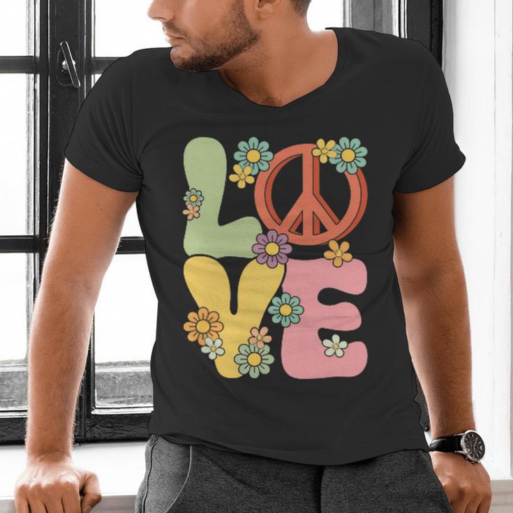 Peace Sign Love Groovy Vibes Costume Nostalgia 1980s Fashion Men's V-Neck T-Shirt