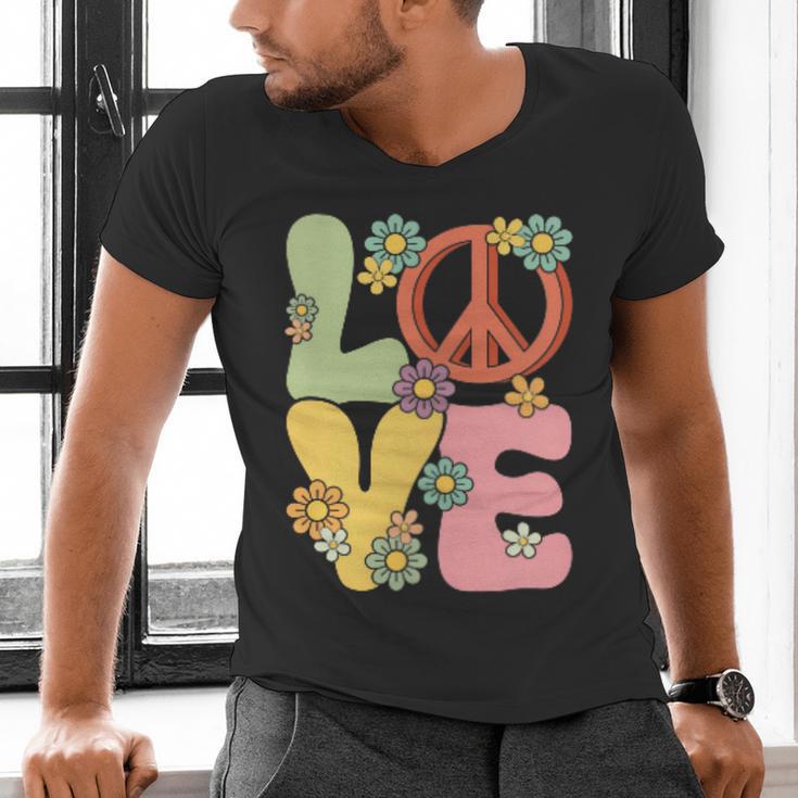 Peace Sign Love Groovy Vibes Costume Nostalgia 1980s Fashion Men's V-Neck T-Shirt