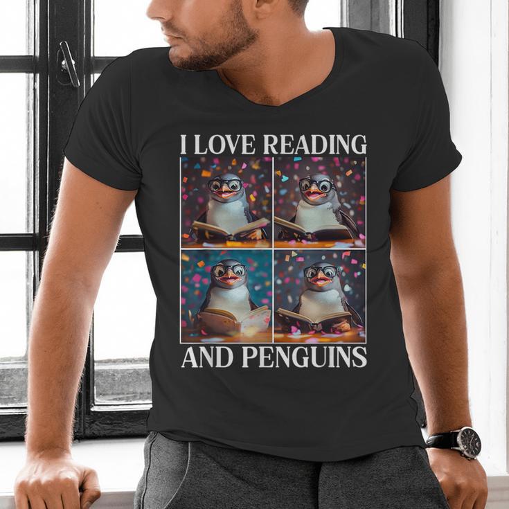 Penguin Love Reading And Penguins Child Book Lover Men's V-Neck T-Shirt