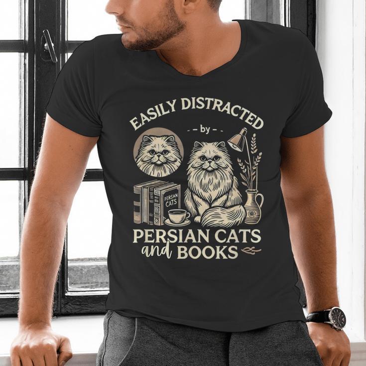 Persian Cat Persian Cats Persian Cats And Books For Men Women Kids Men's V-Neck T-Shirt