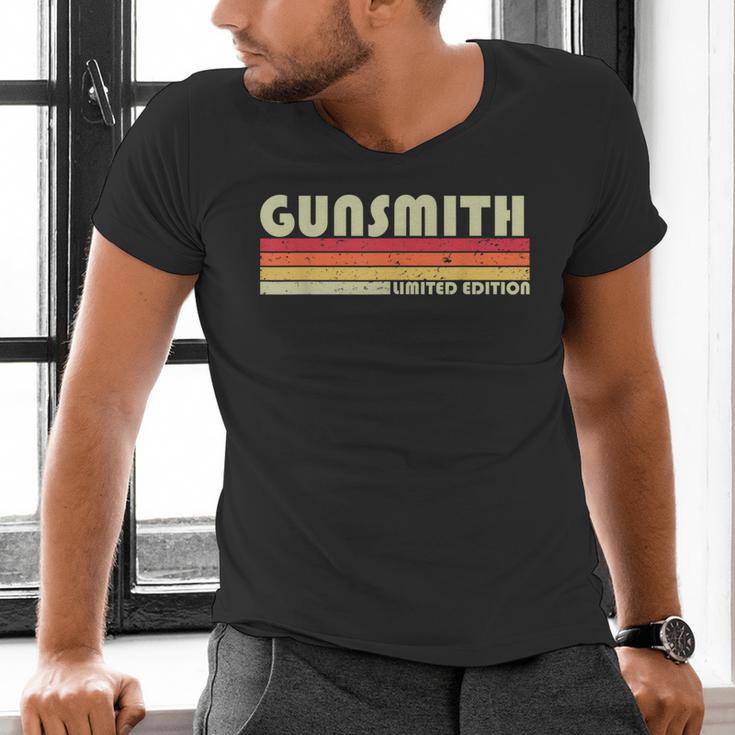 Personal Christmas Retro Vintage Graduation Gunsmith Job Title Profession Birthday Worker Idea Men's V-Neck T-Shirt