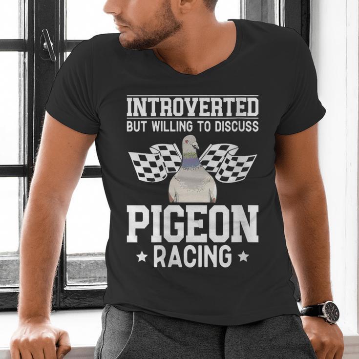 Pigeon Racing Introvert Pigeon Breeder Homing Pigeon Men's V-Neck T-Shirt