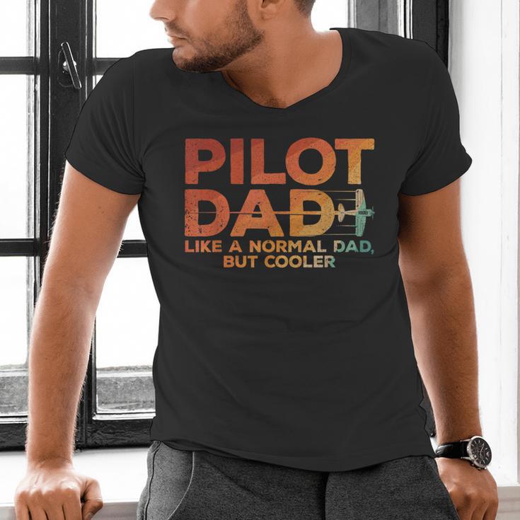 Pilot Dad Art For Men Father Aviation Airplane Pilot Men's V-Neck T-Shirt