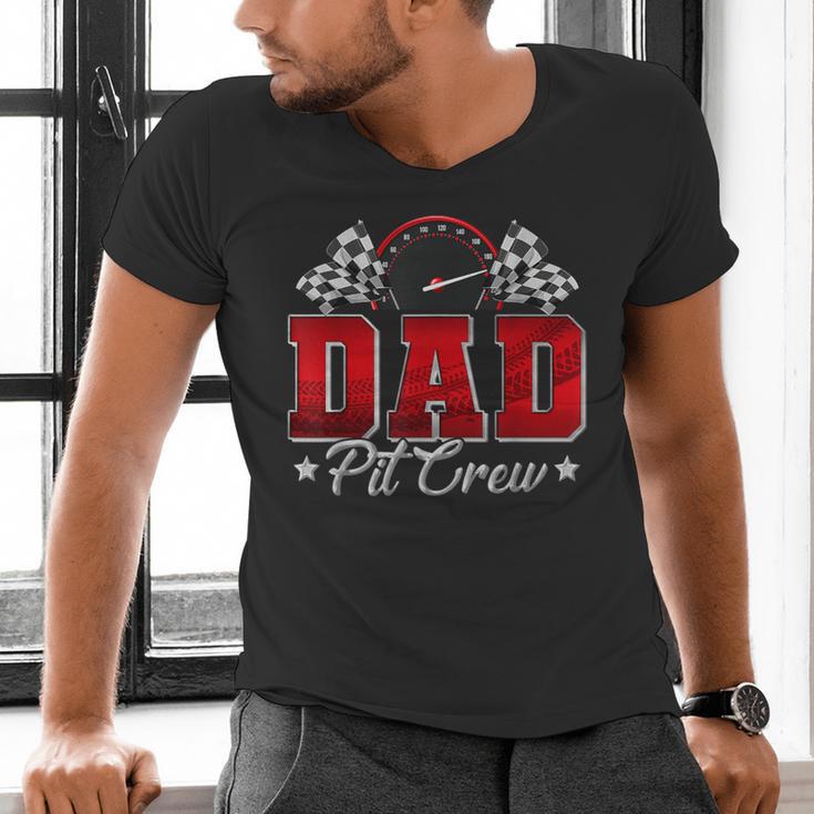 Pit Crew Race Car Racing Dad Family Birthday Party Men's V-Neck T-Shirt Pit Crew Race Car Racing Dad Family Birthday Party Men's V-Neck T-Shirt