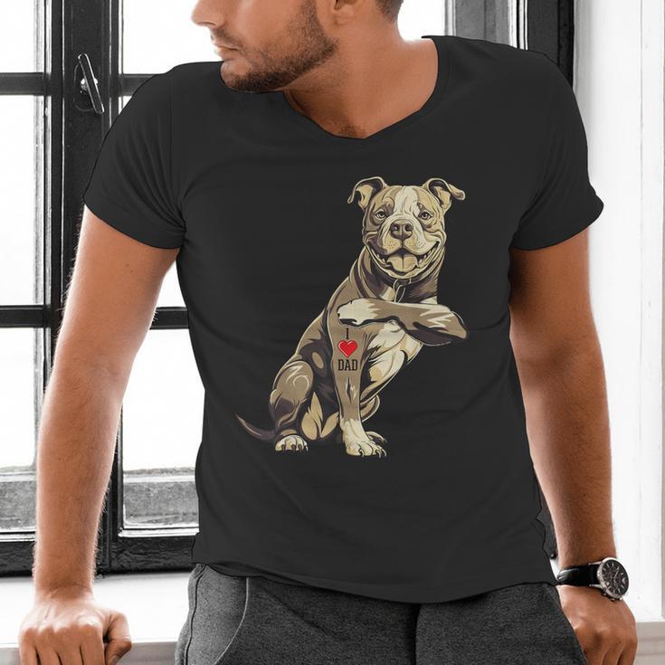Pitbull I Love Dad Pit Bull Terrier Pettie Dog Owner Father Men's V-Neck T-Shirt Pitbull I Love Dad Pit Bull Terrier Pettie Dog Owner Father Men's V-Neck T-Shirt