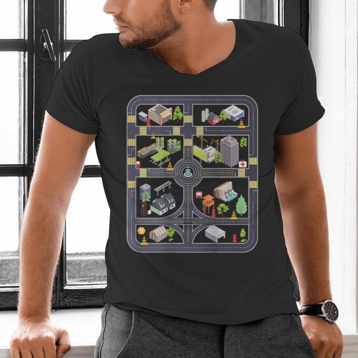 Play Cars On Dad's Back Mom's Back City Map BACK PRINT ONLY Men's V-Neck T-Shirt Play Cars On Dad's Back Mom's Back City Map BACK PRINT ONLY Men's V-Neck T-Shirt