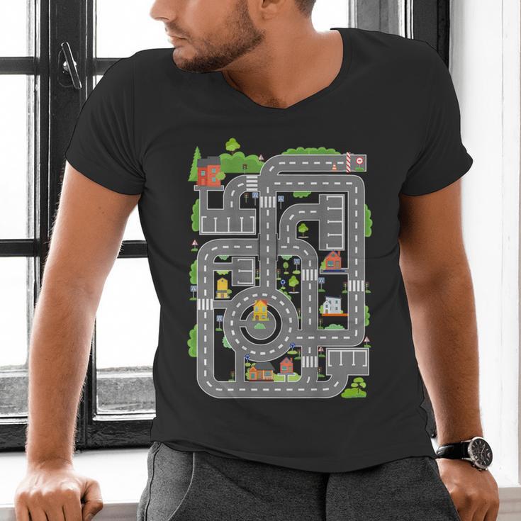 Play Cars On Dad's Back Shirt Kids And Fathers Play Men's V-Neck T-Shirt Play Cars On Dad's Back Shirt Kids And Fathers Play Men's V-Neck T-Shirt