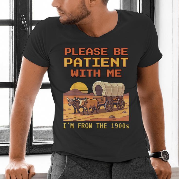Please Be Patient I'm From The 1900s Retro Pixel Art Men's V-Neck T-Shirt