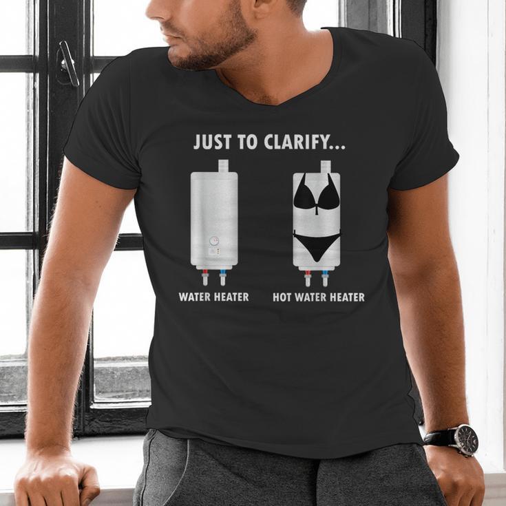 Plumber Hot Water Heater Plumbing Dad Joke Men's V-Neck T-Shirt Plumber Hot Water Heater Plumbing Dad Joke Men's V-Neck T-Shirt