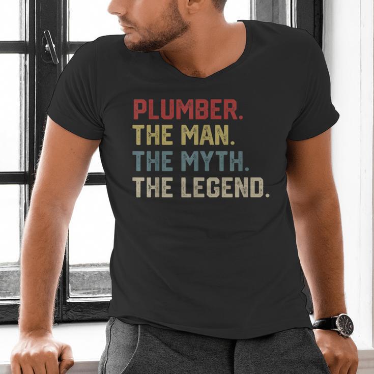 Plumber The Man The Myth The Legend Dad Hero Men's V-Neck T-Shirt