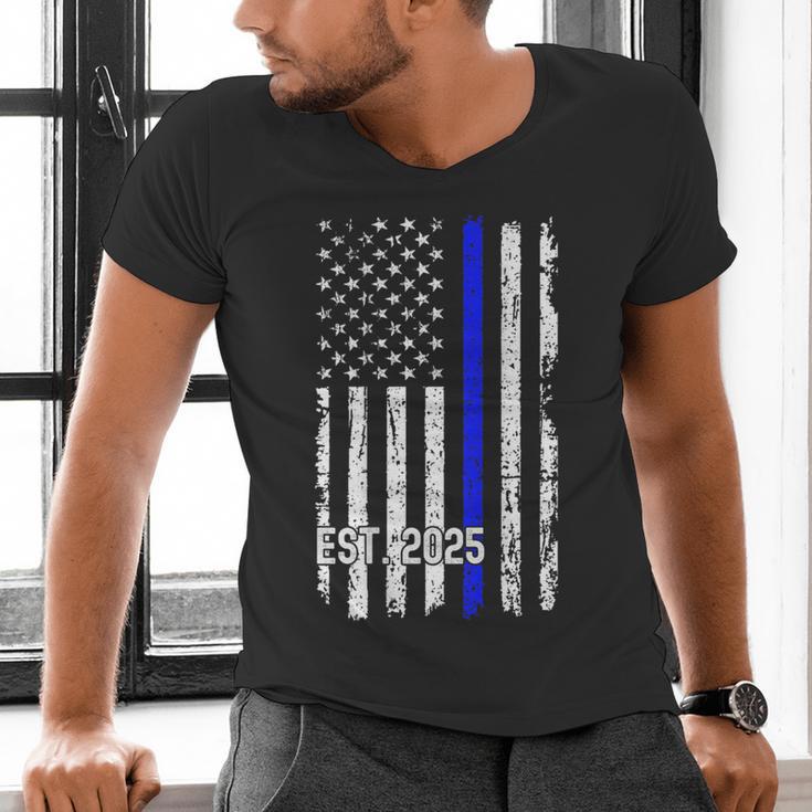 Police Graduation Est 2025 Back Print Police Academy Vintage Men's V-Neck T-Shirt