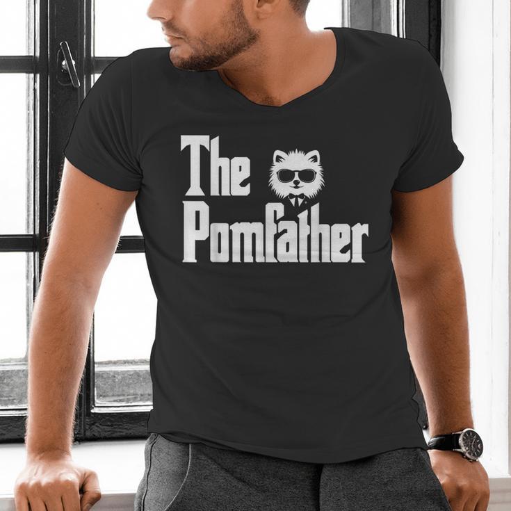The PomFather Pomeranian Dog Dad Shirt Men Men's V-Neck T-Shirt