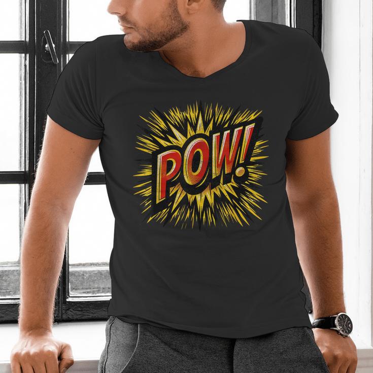 POW Comic Book Retro Artwork – Cartoon Collector Men's V-Neck T-Shirt