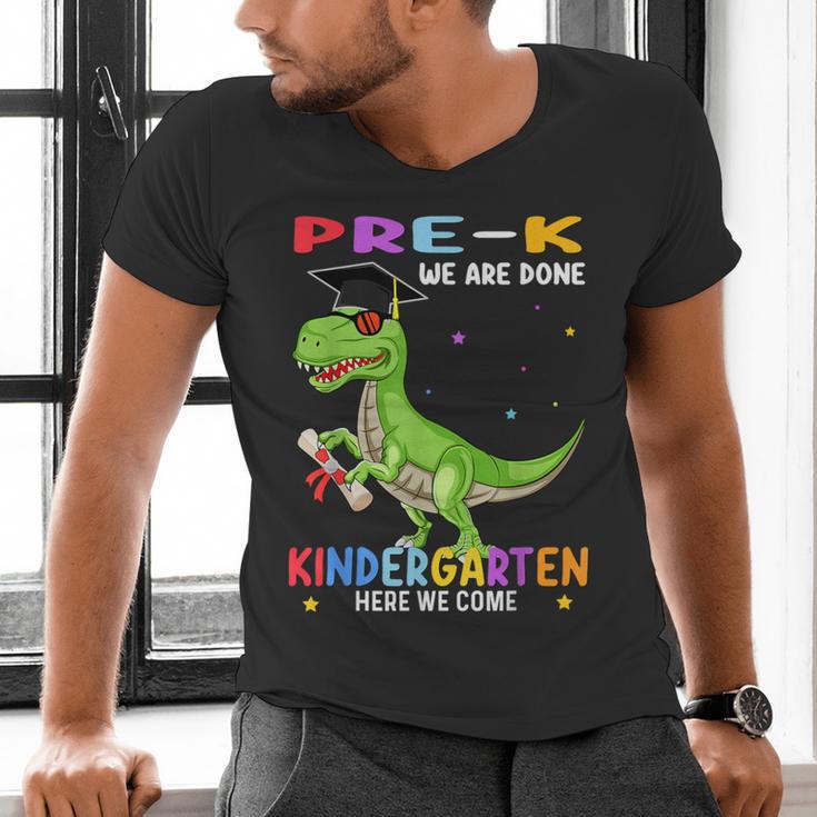 Pre k Graduation We Are Done Class 2023 Pre-k Dinosaur Boys Men's V-Neck T-Shirt