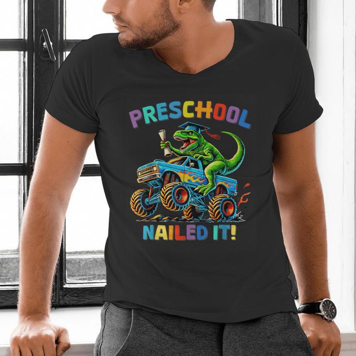 Preschool Graduation Monster Truck Dinosaur Boys Dino Tee Men's V-Neck T-Shirt