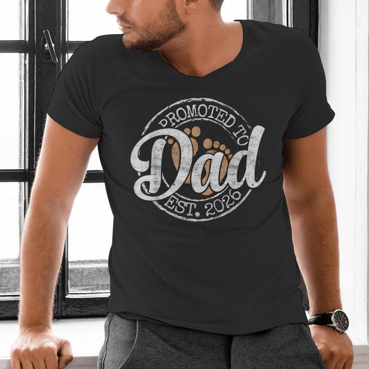 Promoted To Dad Est 2026 Stamp First Time Daddy To Be Men's V-Neck T-Shirt