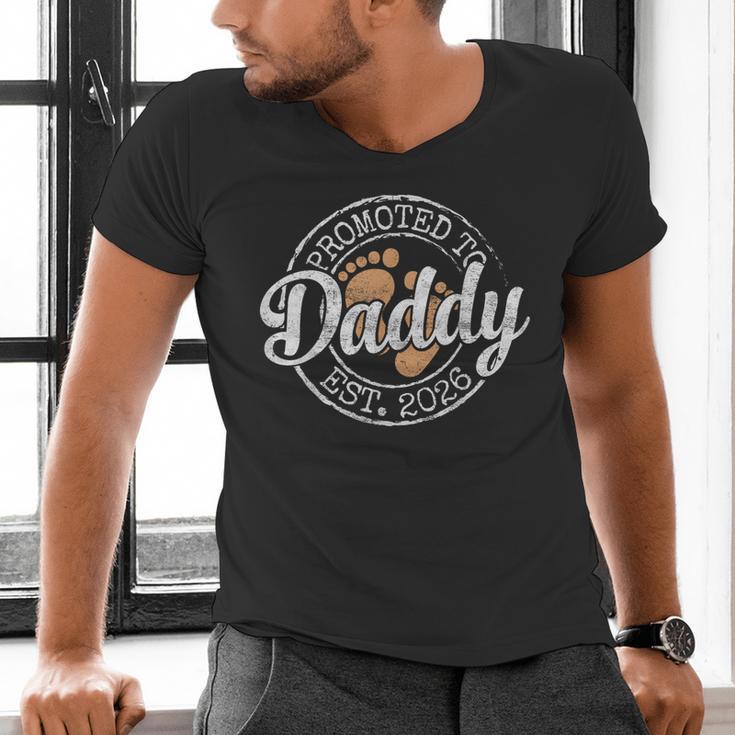 Promoted To Daddy Est 2026 Stamp First Time Dad To Be Men's V-Neck T-Shirt
