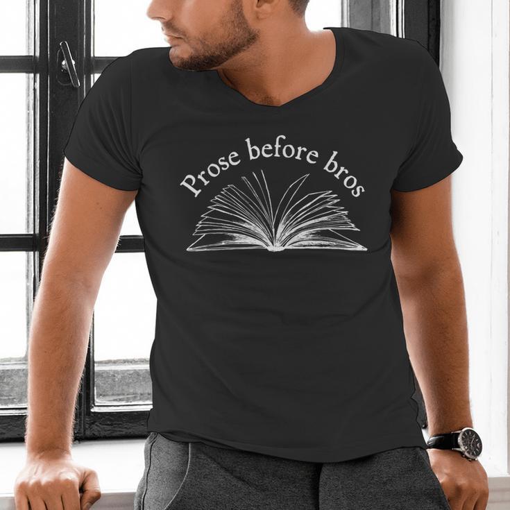 Prose Before Bros Book Lover Literary Reading Men's V-Neck T-Shirt