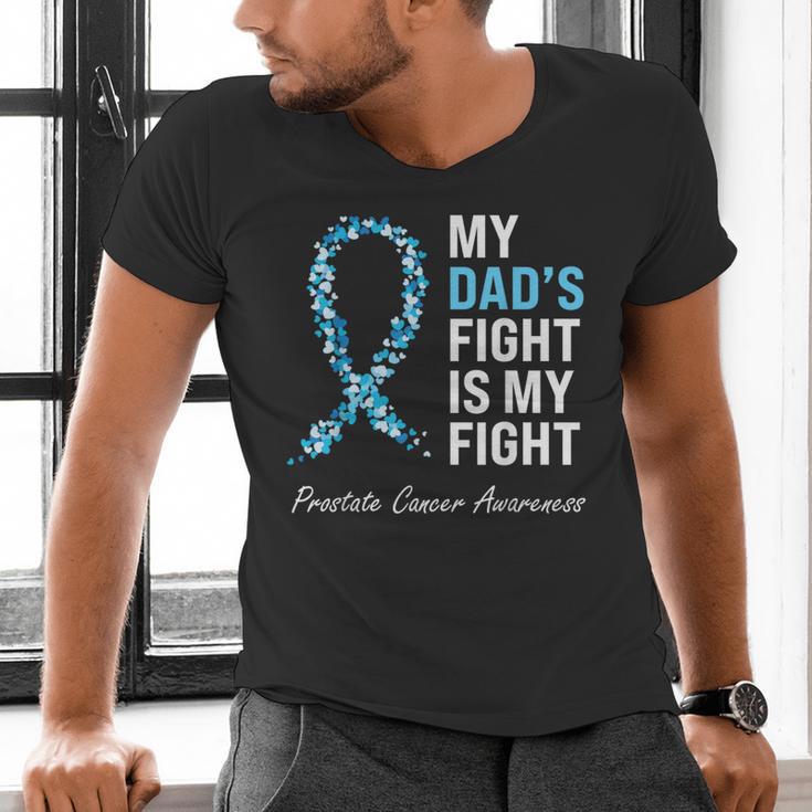 Prostate Cancer Awareness Light Blue Ribbon Dad Survivor Men's V-Neck T-Shirt Prostate Cancer Awareness Light Blue Ribbon Dad Survivor Men's V-Neck T-Shirt