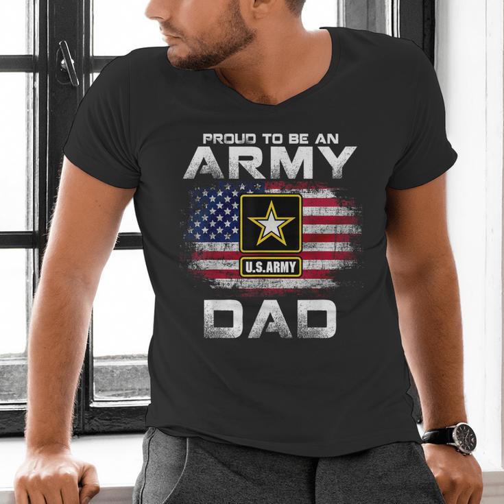 Proud To Be An Army Dad With American Flag Veteran Men's V-Neck T-Shirt