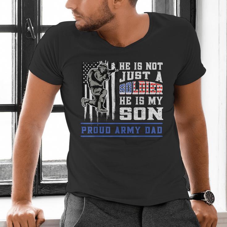 Proud Army Dad Soldier Son Patriotic Veterens Men's V-Neck T-Shirt