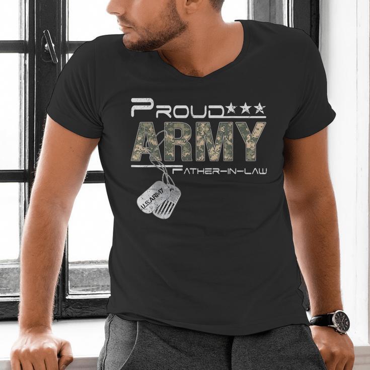 Proud Army Father-In-Law US Army Graduation Father-In-Law Men's V-Neck T-Shirt