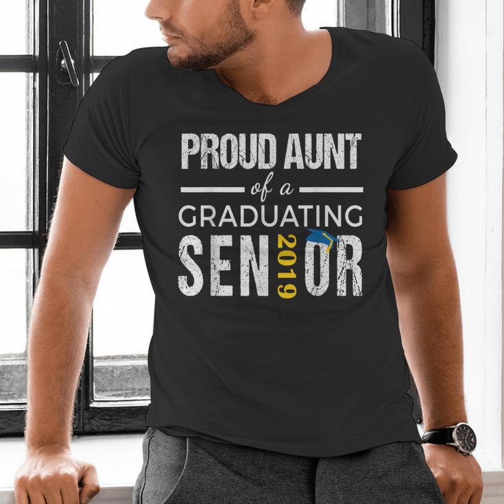 Proud Aunt Of 2019 Senior Graduation Shirt Family Graduation Men's V-Neck T-Shirt