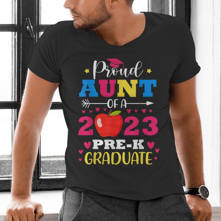 Proud Aunt Of 2023 Pre-K Graduate Senior Graduation Matching Men's V-Neck T-Shirt