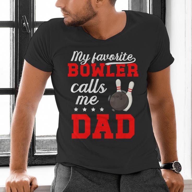 Proud Bowling Dad Of A Bowler Dad Bowling Father Men's V-Neck T-Shirt
