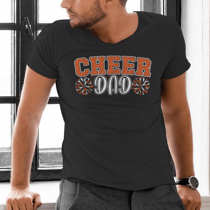 Proud Cheer Dad My Favorite Cheerleader Calls Me Dad Orange Men's V-Neck T-Shirt