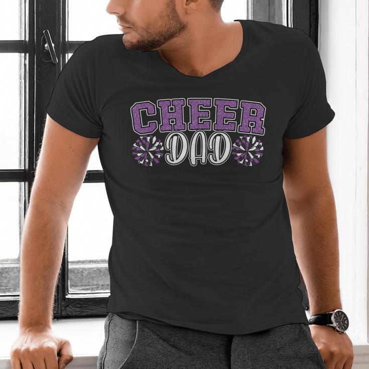 Proud Cheer Dad My Favorite Cheerleader Calls Me Dad Purple Men's V-Neck T-Shirt