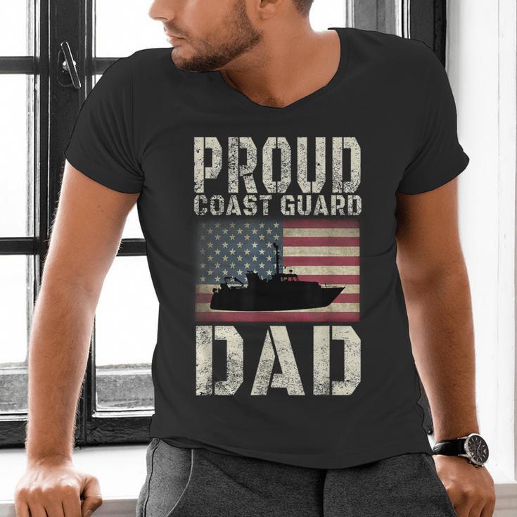 Proud Coast Guard Dad USCG American Flag T-Shirt Men's V-Neck T-Shirt