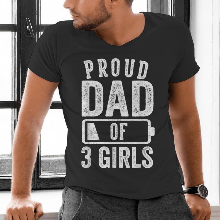 Proud Dad Of 3 Girls Daddy Of Three Daughters Men's V-Neck T-Shirt