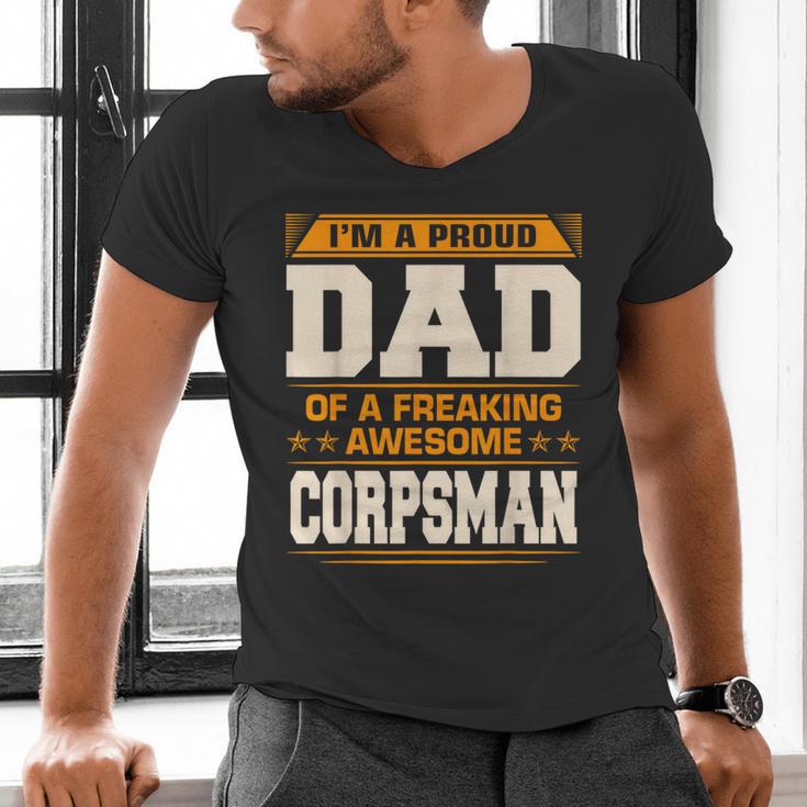 Proud Dad Of Awesome Corpsman Father's Day Men's V-Neck T-Shirt