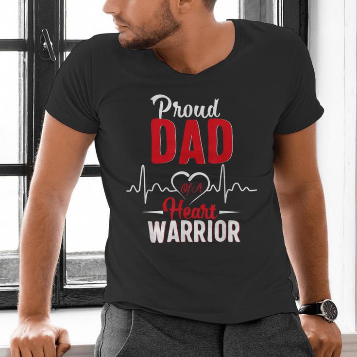 Proud Dad Of a Heart Warrior CHD Awareness Shirt Gift Men's V-Neck T-Shirt
