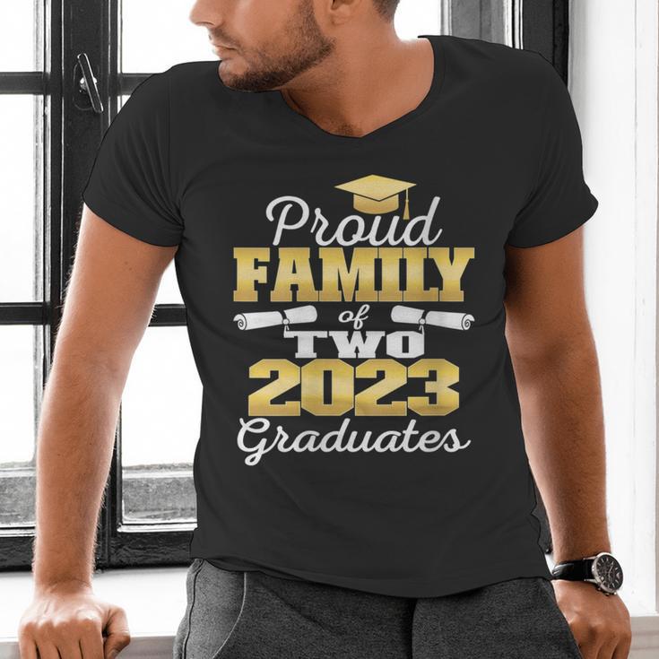 Proud Family Of Two 2023 Graduate Class 2023 Graduation Men's V-Neck T-Shirt